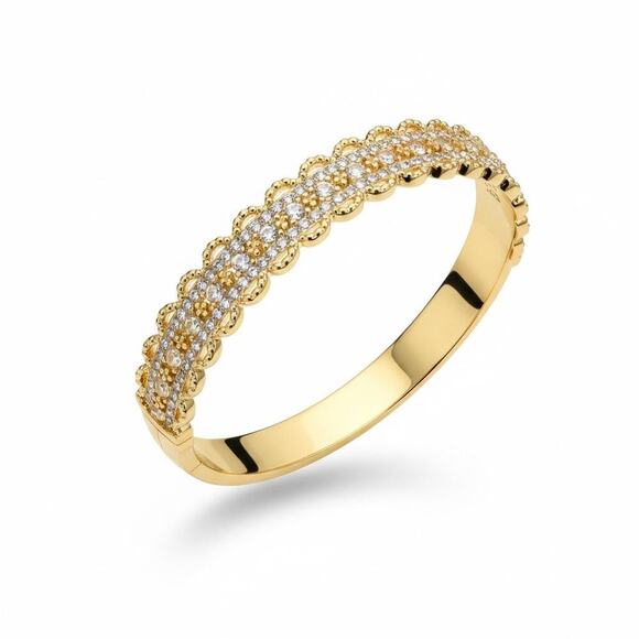 Marchesa Jewelry - Marchesa Gold Tone Crystal Pavé Hinged Bangle Bracelet